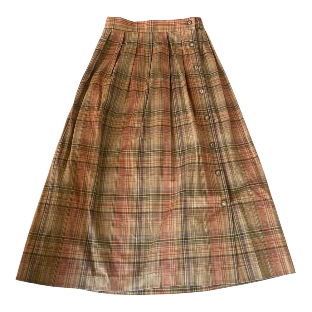 Vintage Portraits By Northern Isles Plaid Button Up Skirt Size 6 Petite Cotton